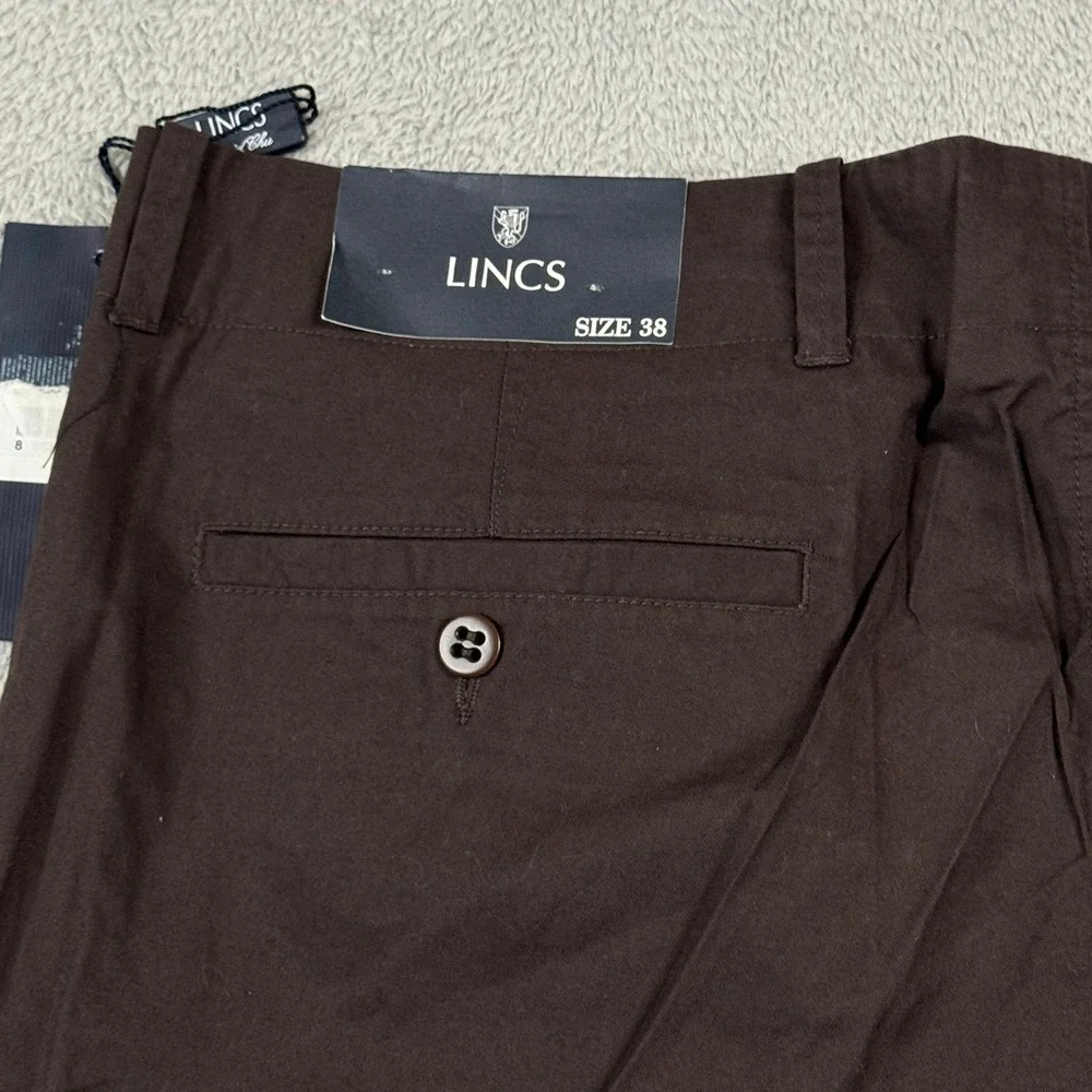 NWT Lincs David Chu Mens Cargo Shorts Brown Size W38in.Cotton Casual Utility‎